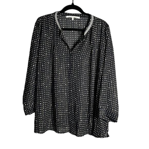 Collective Concepts Navy Blue Sheer Polka Dot Blouse Size 2X - Picture 1 of 8